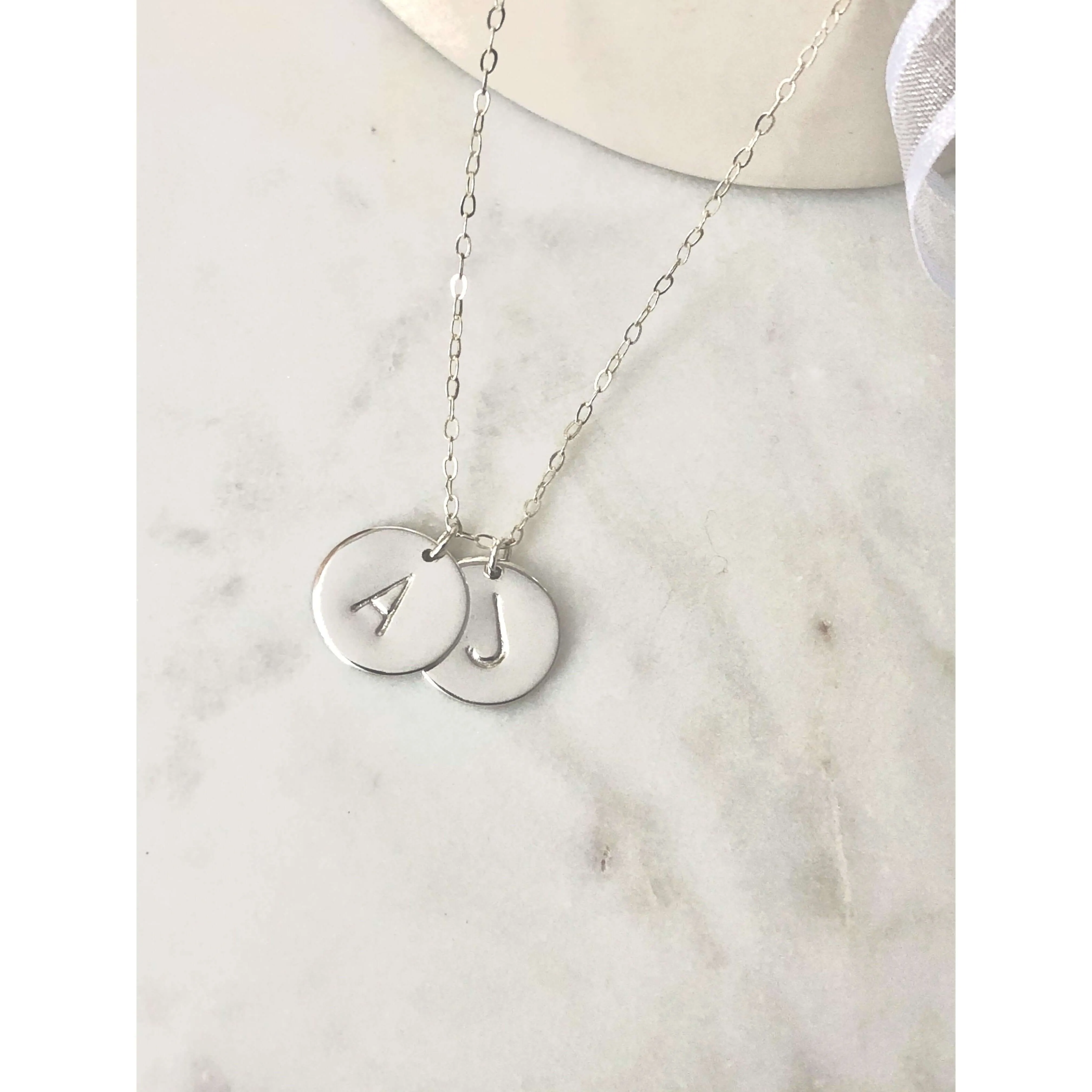 Silver 2 Initial Discs Necklace