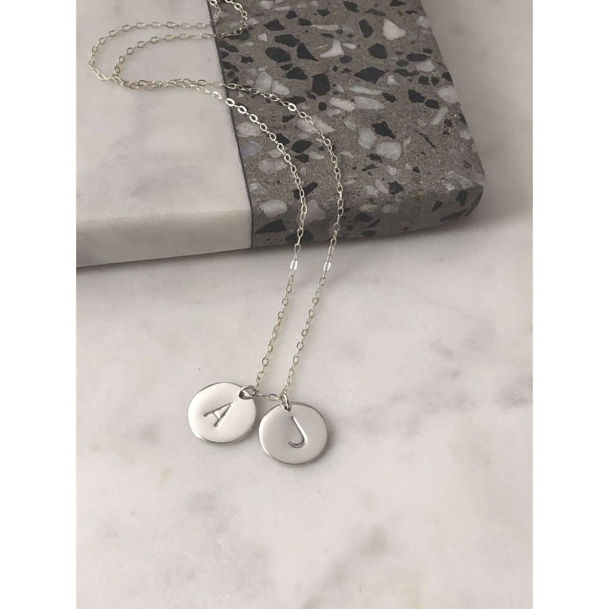 Silver 2 Initial Discs Necklace