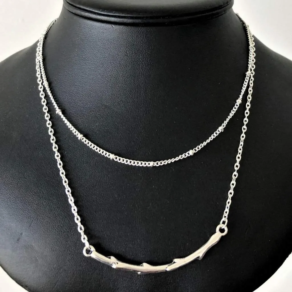 Silver Branch Layered Necklace