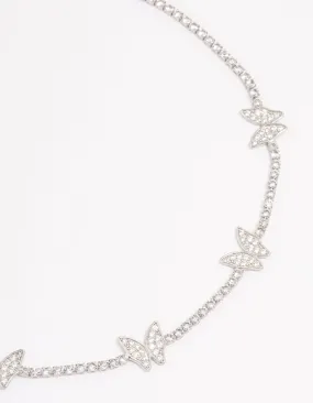 Silver Cubic Zirconia Butterfly Choker