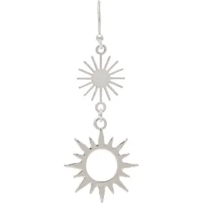 Silver Double Sunburst Drop Earring