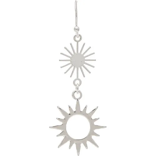 Silver Double Sunburst Drop Earring