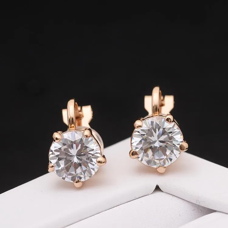 Simple 5 Prongs Solitaire Clip Earrings