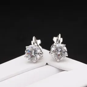 Simple 5 Prongs Solitaire Clip Earrings