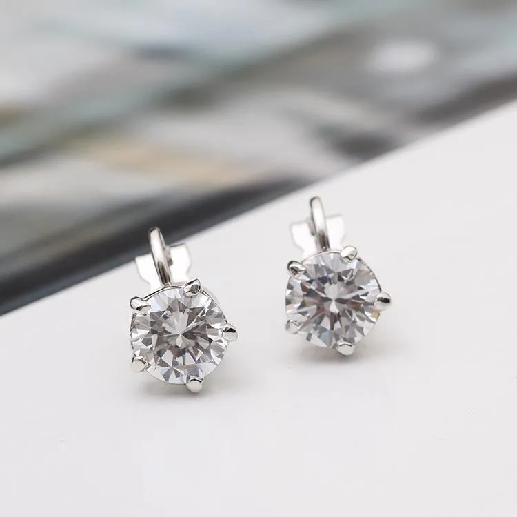 Simple 5 Prongs Solitaire Clip Earrings