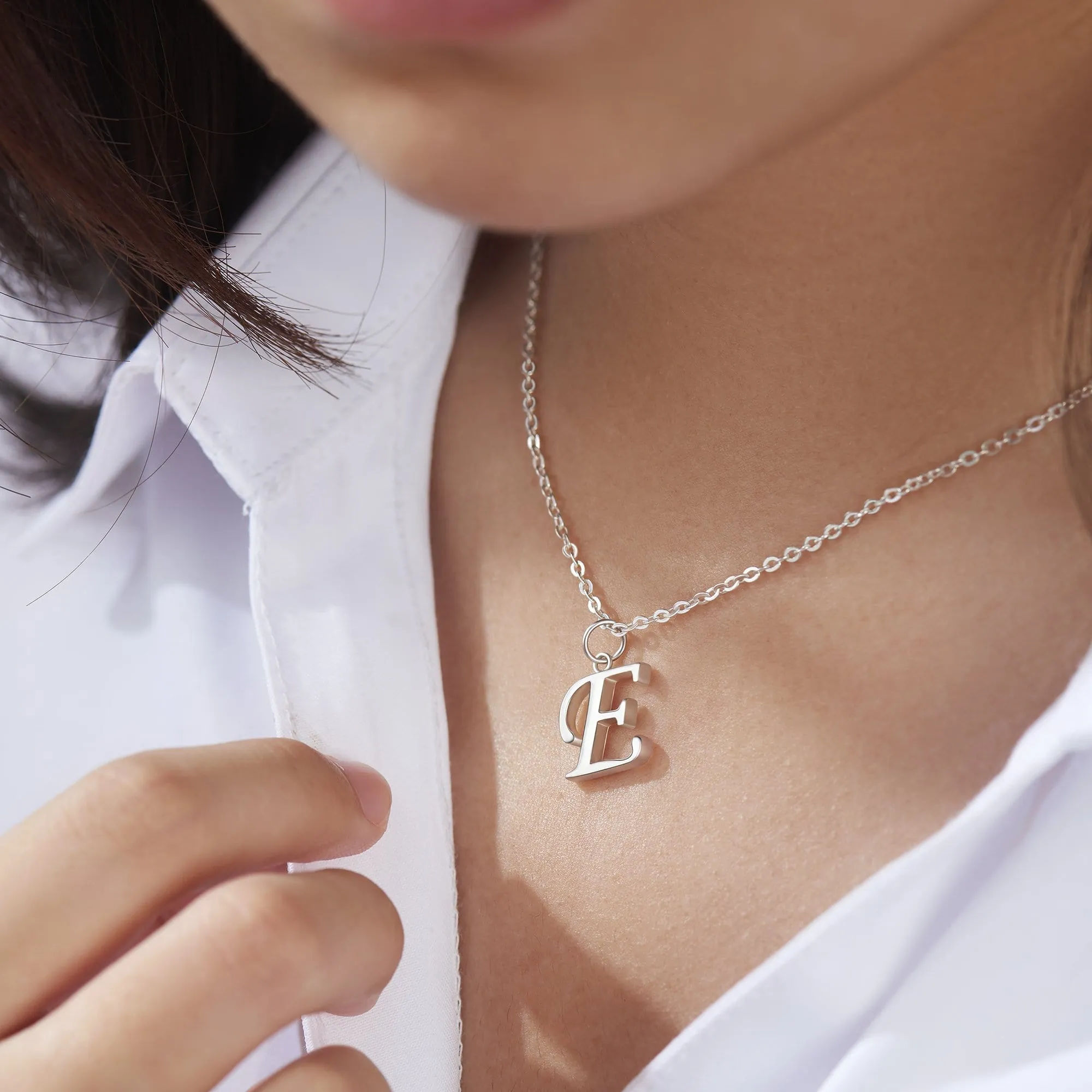 Simple Initial Necklaces Sterling Silver, 18-20