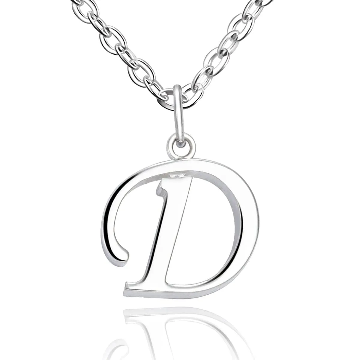 Simple Initial Necklaces Sterling Silver, 18-20