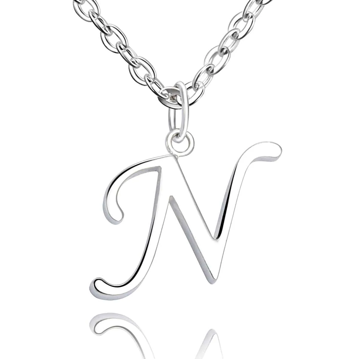 Simple Initial Necklaces Sterling Silver, 18-20