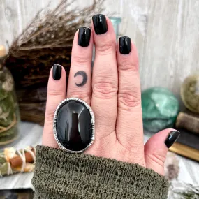 Size 7 Natural Black Obsidian Ring in Fine Silver / Foxlark Collection - One of a Kind