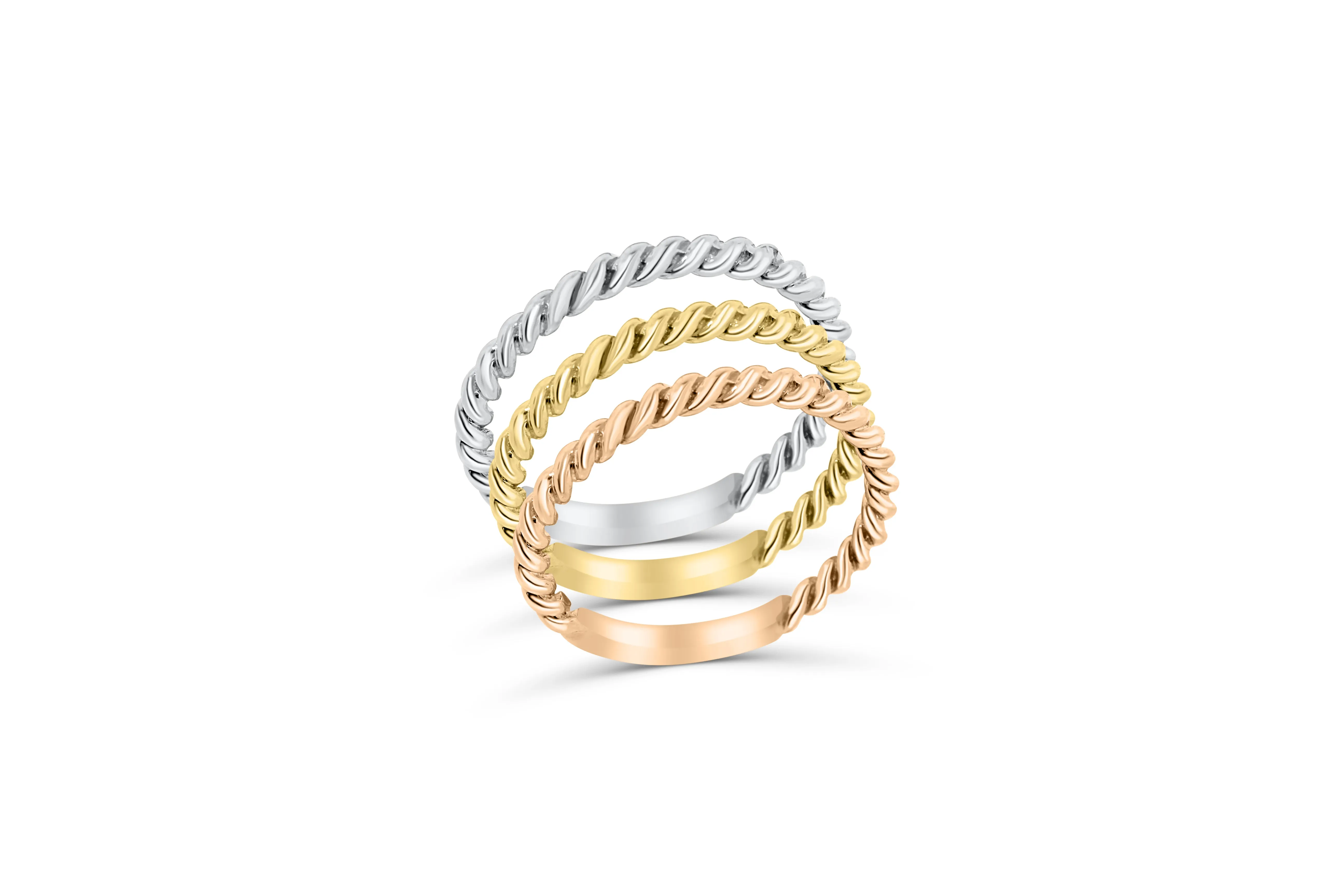 Solid 14K Gold Twist Band BAN024