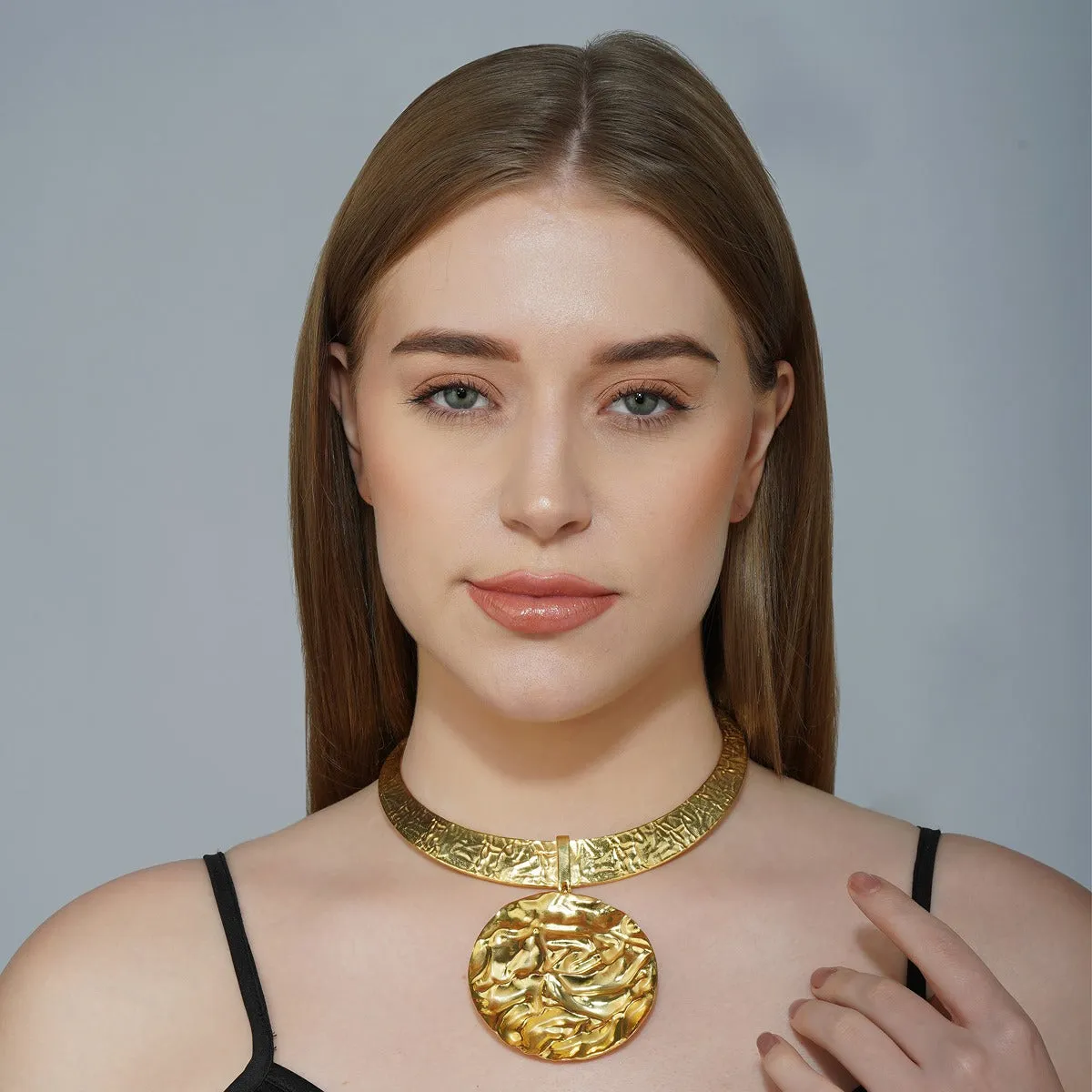 Spotlight Loving Crushed Metal Choker Necklace