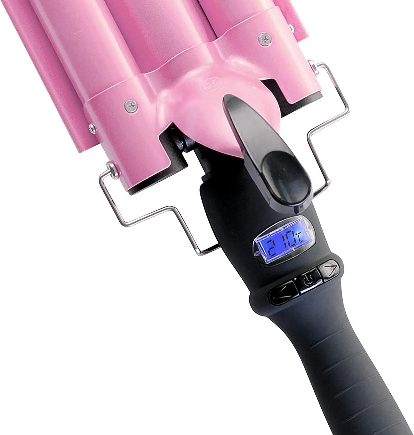 Spring Three Barrel Curling Iron Wand with LCD Temperature Display