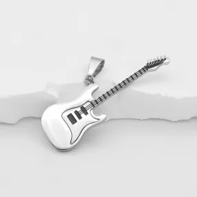 Stainless Steel Guitar Pendant - Silver