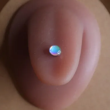 Stainless Steel Opal Circle Tongue Ring Piercing Jewelry