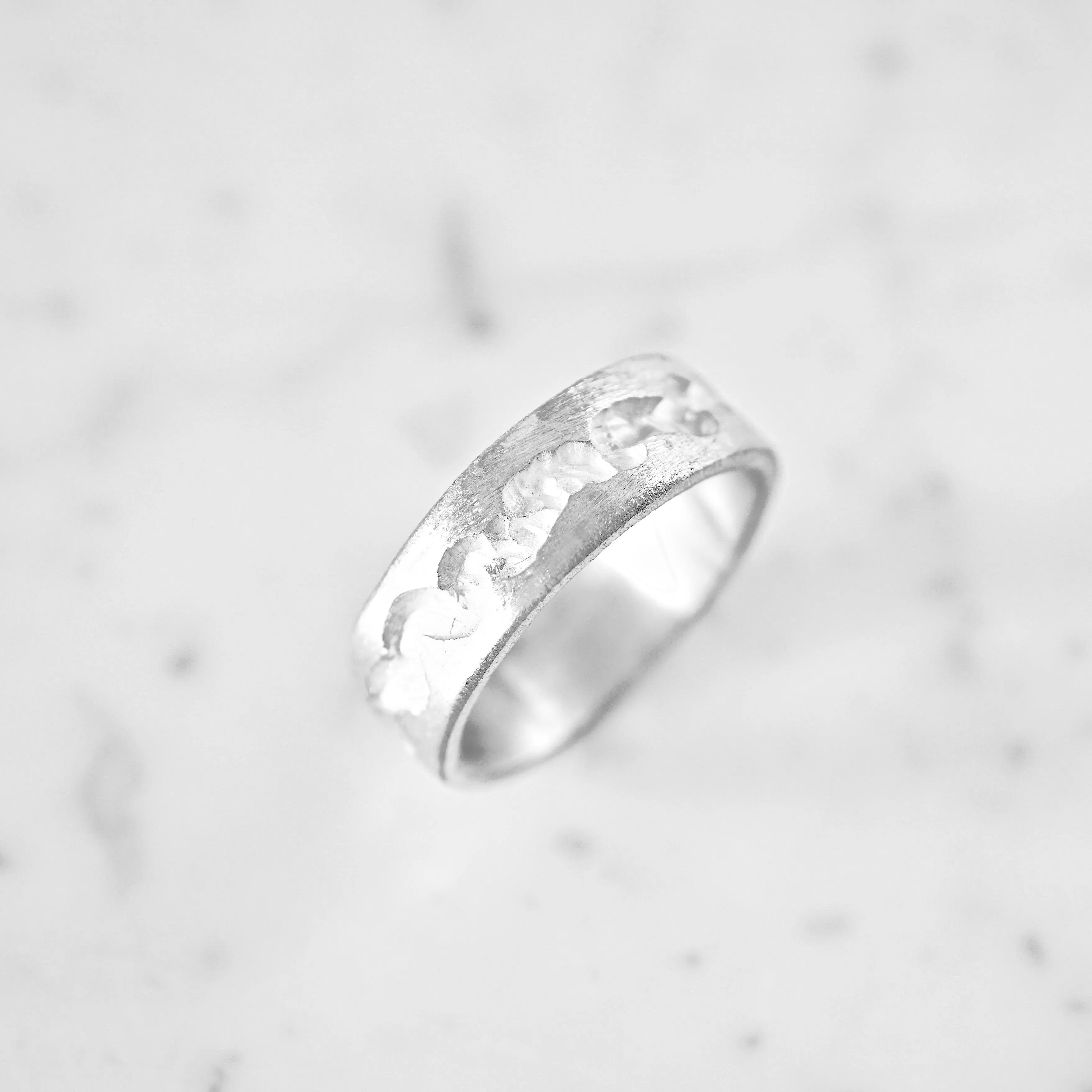 Sterling Silver Men's Wedding Band - Men's Fissure Silver Wedding Band - Mens Jagged Design Wedding Band