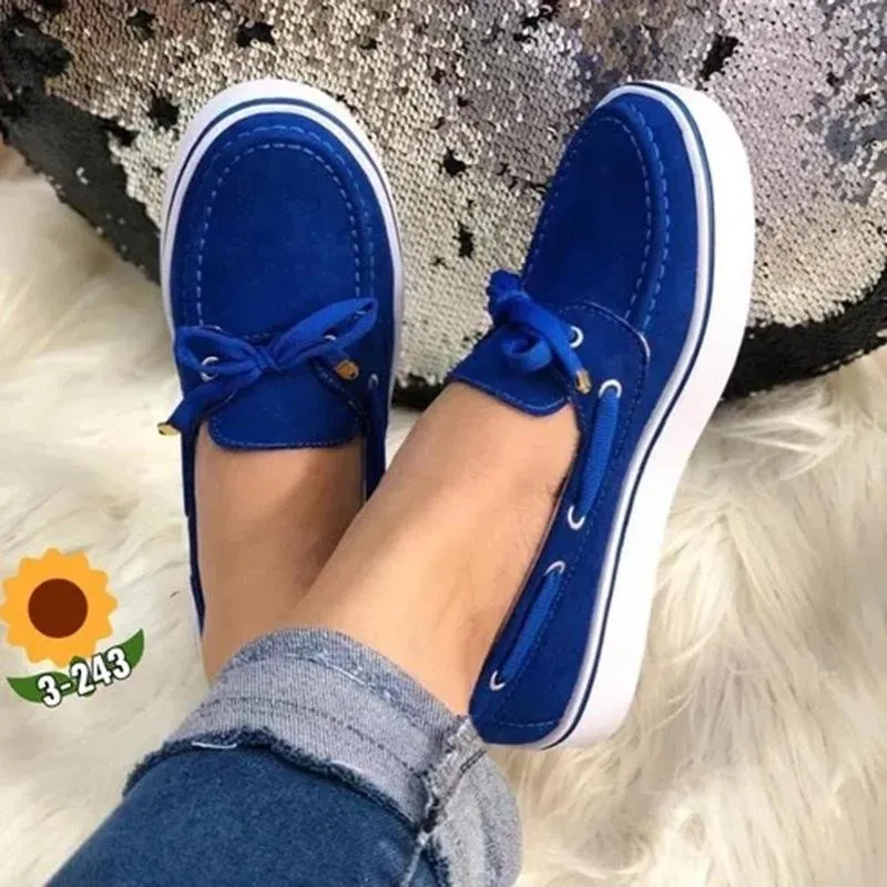 Suede Bow Tie Slip On Shallow Comfort Vulcanized Sneakers