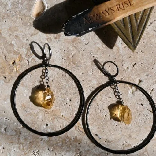 Sunshine After The Storm Citrine Hoop Earrings