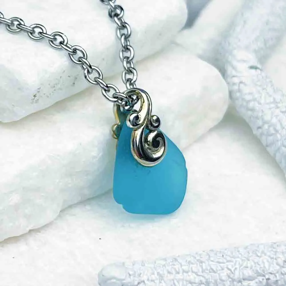 Tiny Turquoise Sea Glass Pendant | #5043