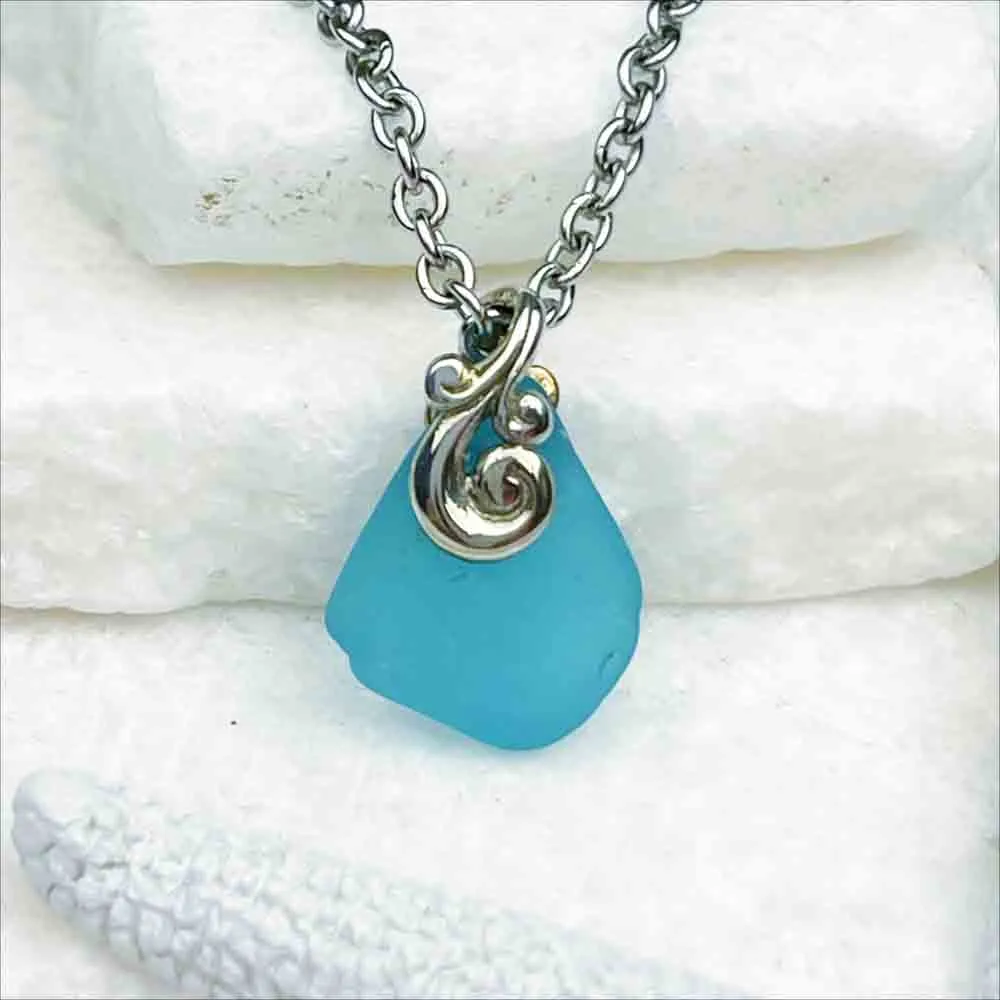 Tiny Turquoise Sea Glass Pendant | #5043