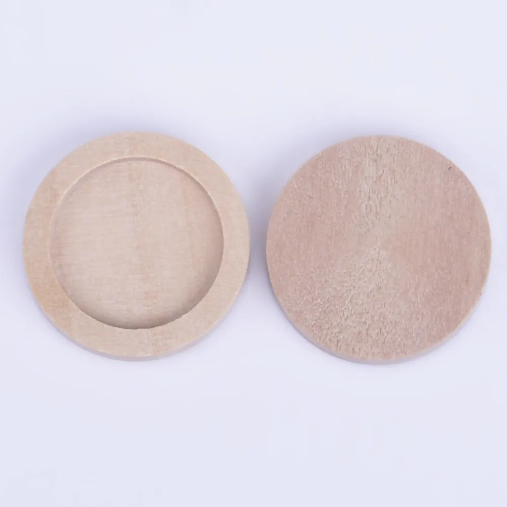 Unfinished wooden pendant base wood Pendant Blank Round Pendant Setting wood trays fit 15mm round Cabochon primary 20pcs