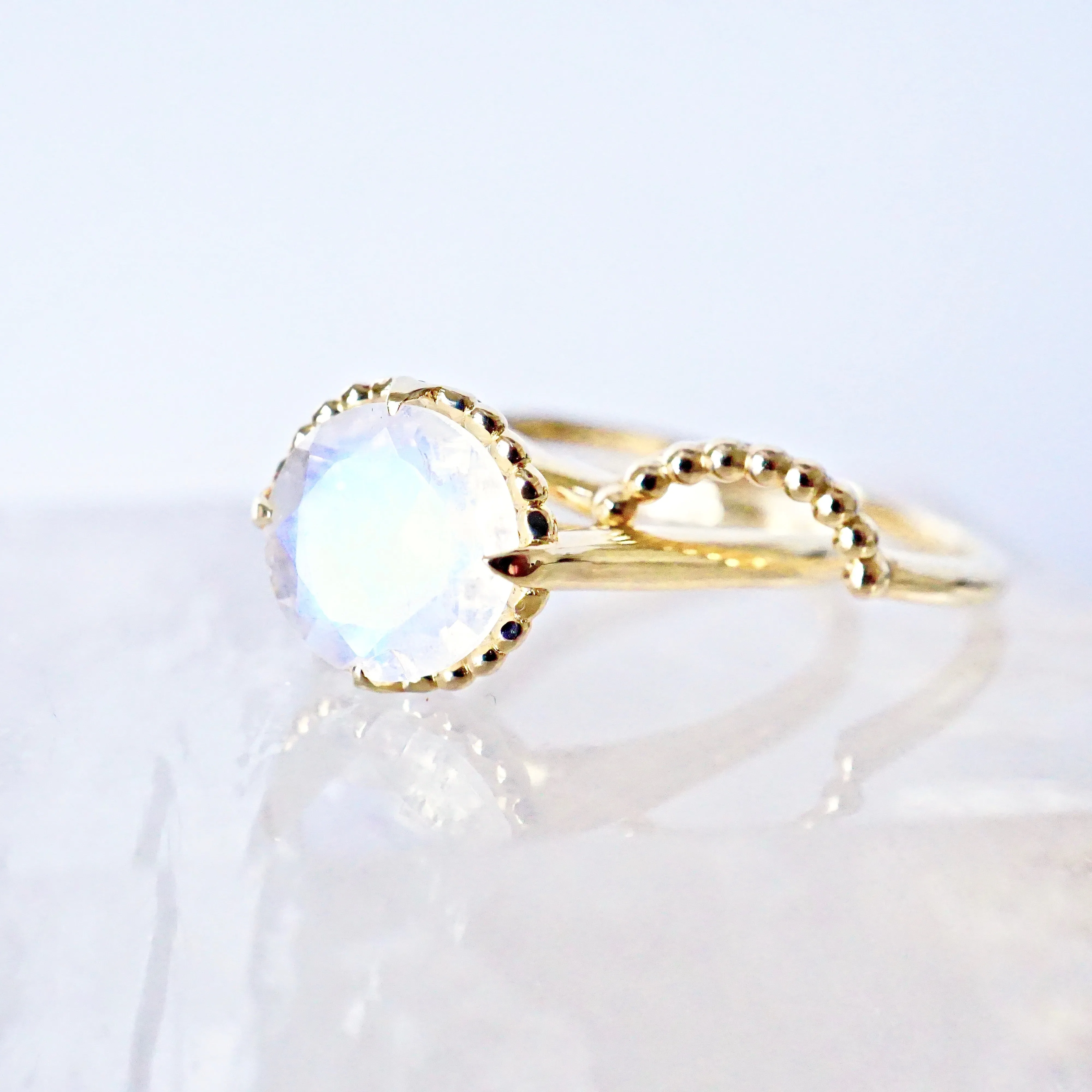 Unique Moonstone Engagement Ring - Moonstone Compass Ring - Moonstone Wedding Set