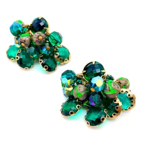 【USA輸入】ヴィンテージ エメラルドグリーン ビジュー イヤリング/Vintage Emerald Green Bijou Clip On Earrings