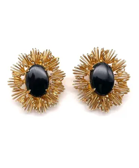 【USA輸入】ヴィンテージ ブラック オープンワーク イヤリング/Vintage Black Openwork Clip On Earrings