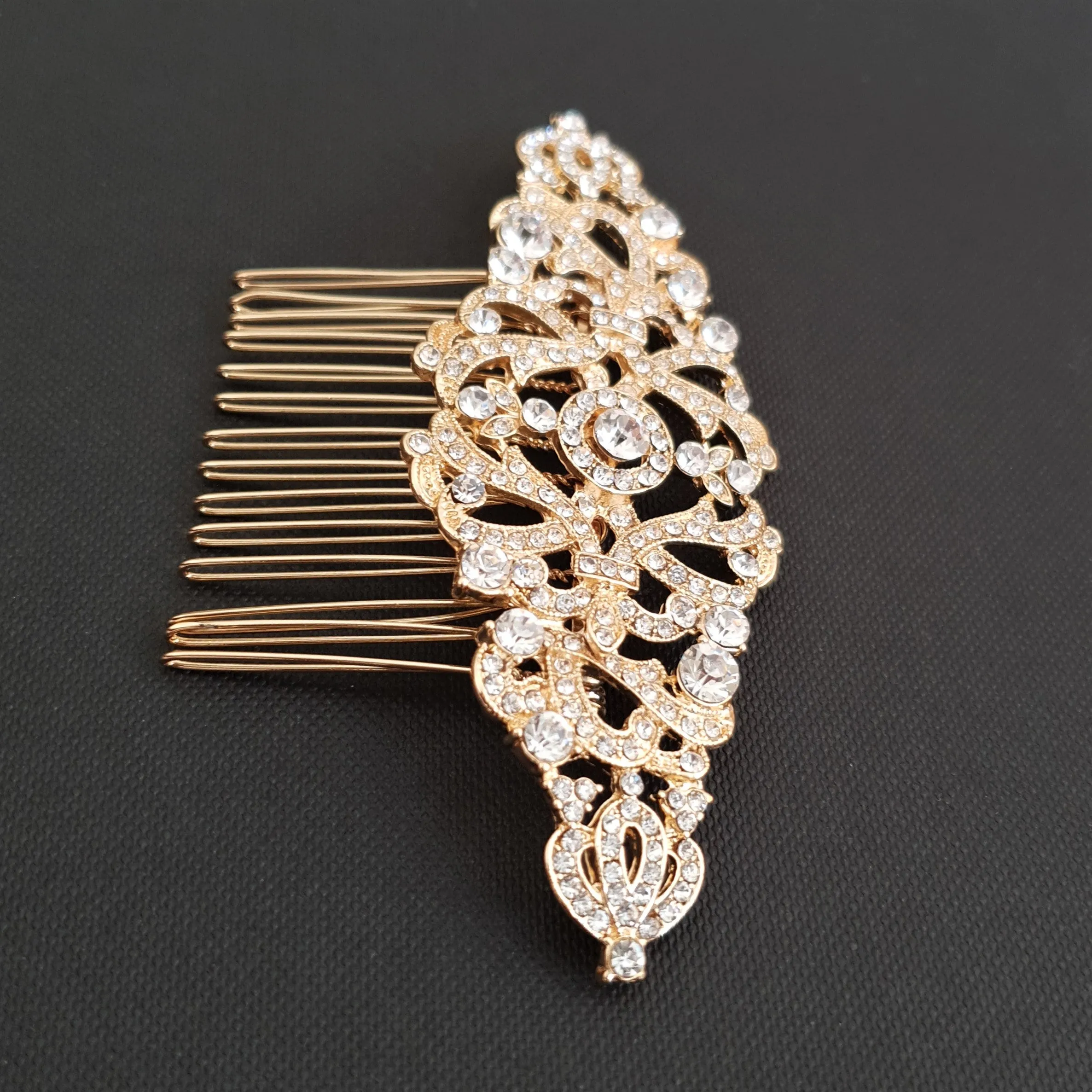 Vintage Design Bridal Hair Comb in Gold- Seraphina