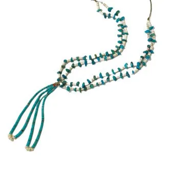 Vintage Kewa 1960s Turquoise Jacla Necklace - 32