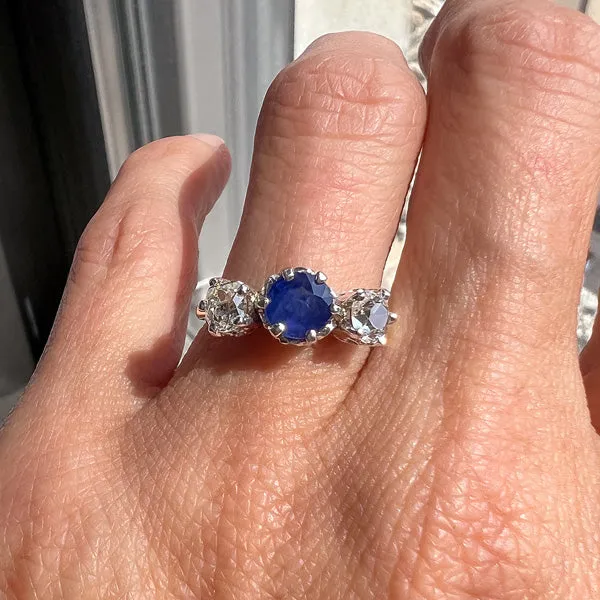 Vintage Sapphire & Diamond Three Stone Ring