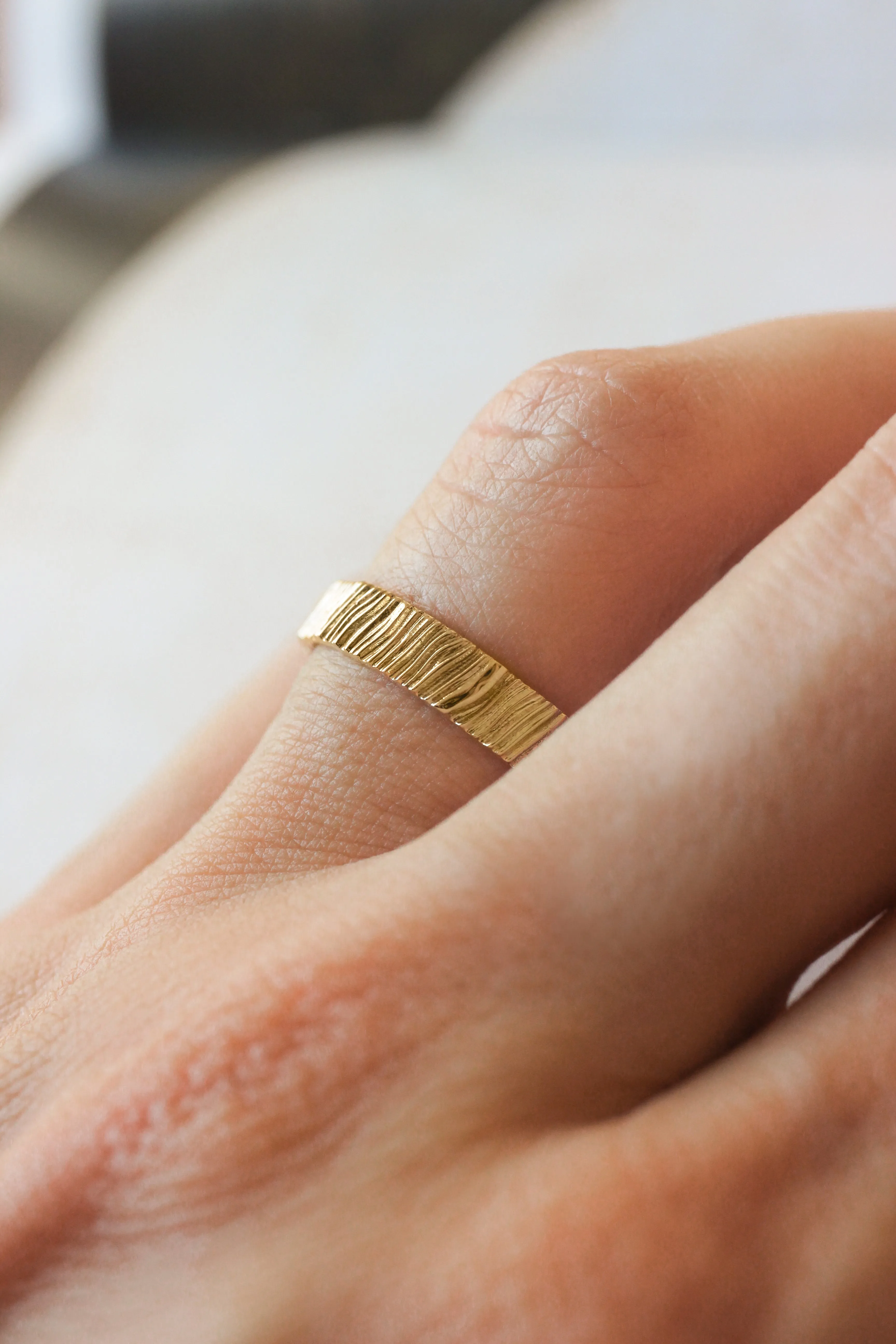 Wedding bands set for couple, saw wood rings