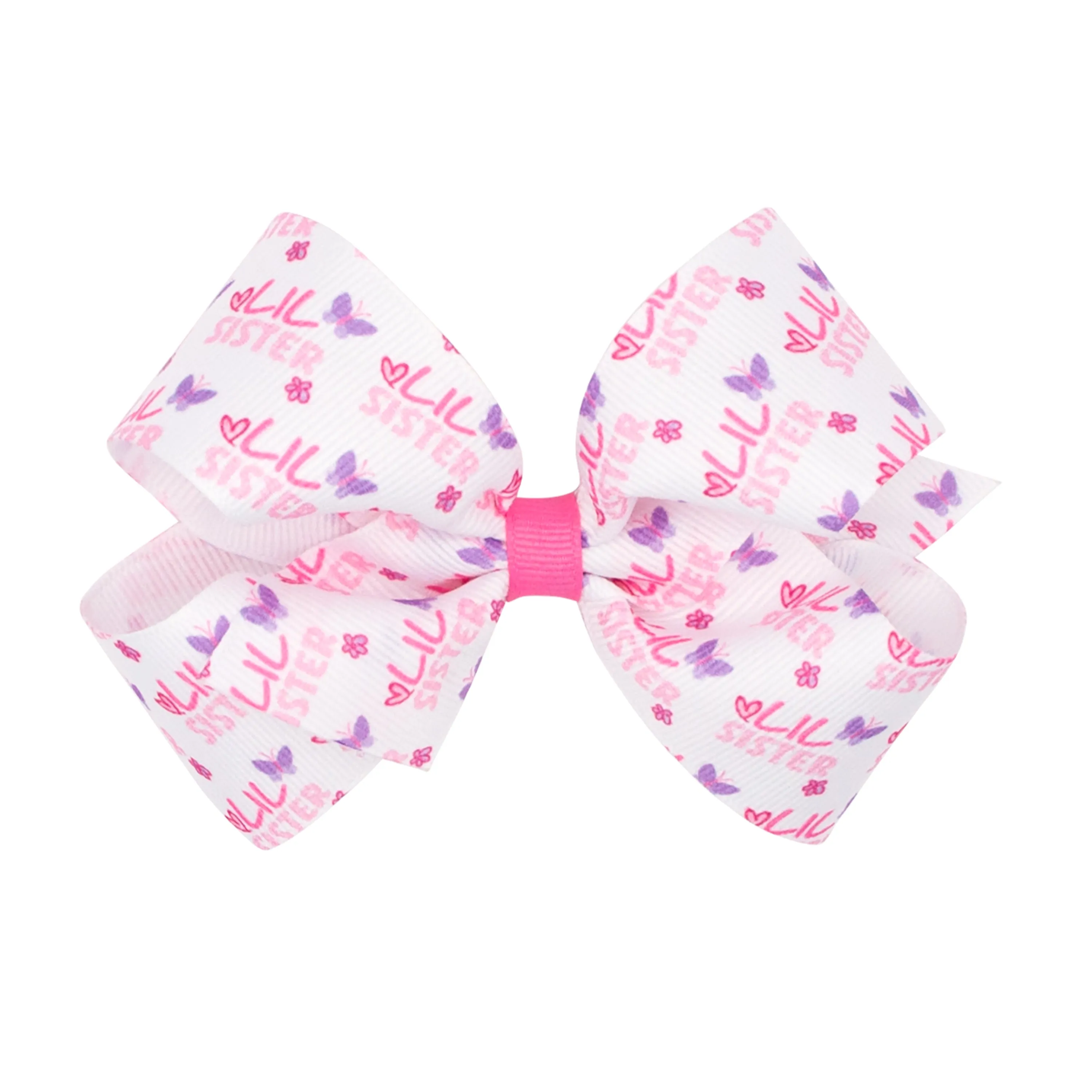 Wee Ones Lil Sister Printed Grosgrain Hair Bow on Clippie