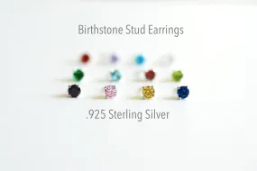 Wholesale Birthstone Stud Earrings- 4mm Stud earrings, 12 colors, Birthstone Jewelry, Bridesmaid Jewelry, Solitaire Stud earrings,Cubic zirconia Studs