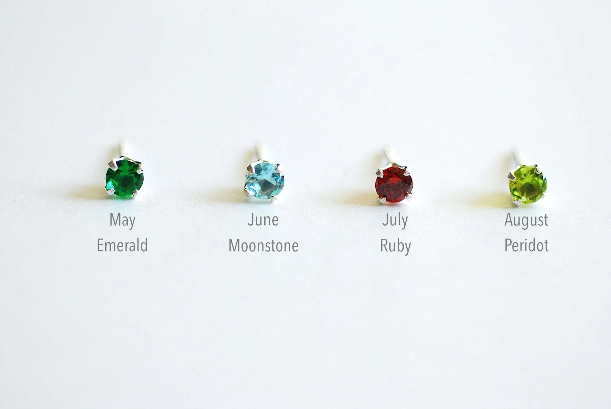 Wholesale Birthstone Stud Earrings- 4mm Stud earrings, 12 colors, Birthstone Jewelry, Bridesmaid Jewelry, Solitaire Stud earrings,Cubic zirconia Studs