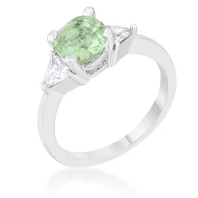 WildKlass 1.8ct Peridot CZ Rhodium Plated Cushion Classic Statement Ring