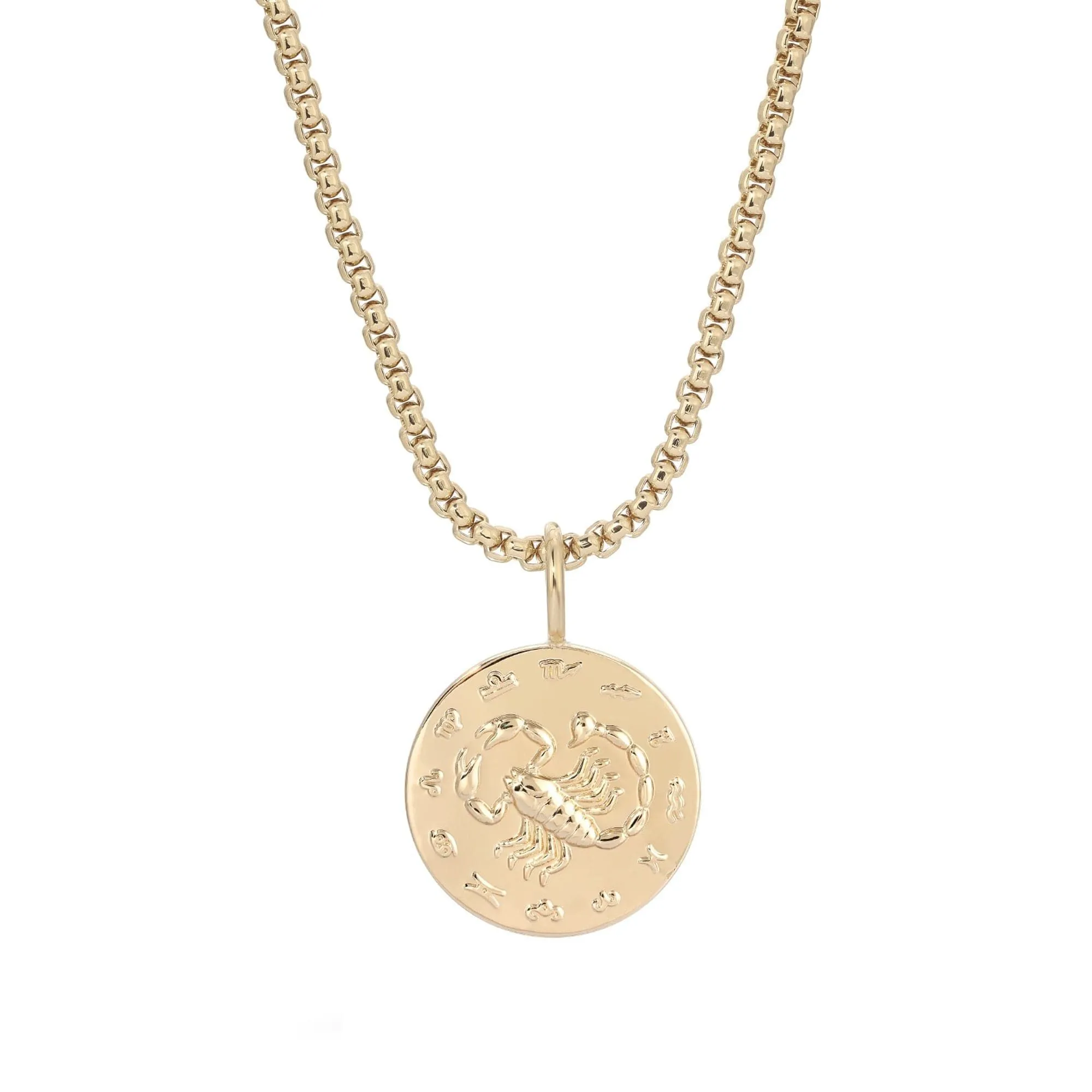 Zodiac Pendant & Thin Box Chain Necklace