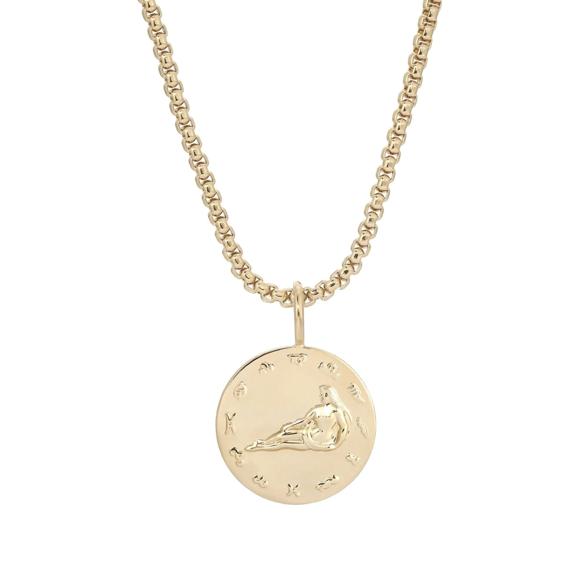 Zodiac Pendant & Thin Box Chain Necklace