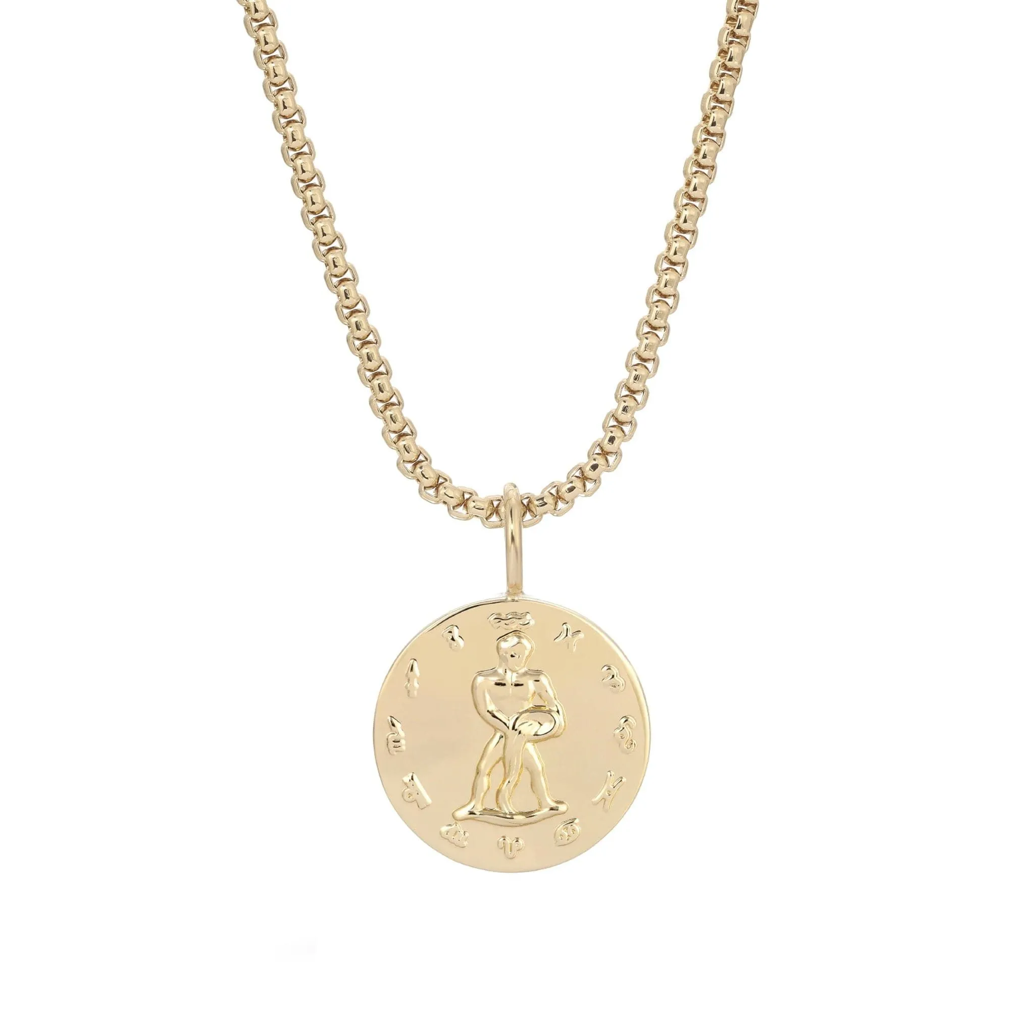 Zodiac Pendant & Thin Box Chain Necklace