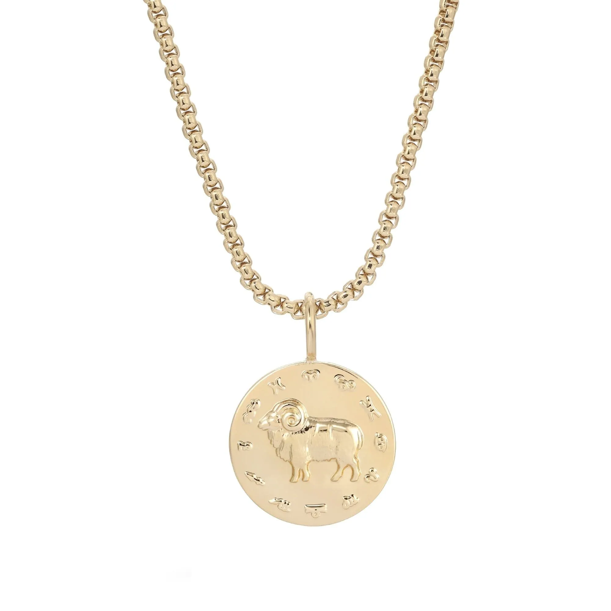 Zodiac Pendant & Thin Box Chain Necklace