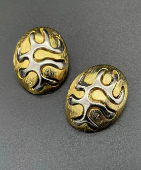 【フランス輸入】ヴィンテージ SPHINX アブストラクト メタル イヤリング/Vintage SPHINX Swirl Metal Clip On Earrings